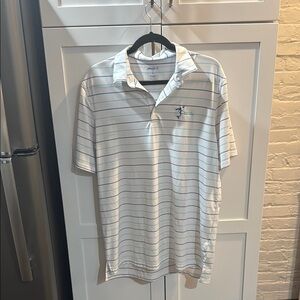 johnnie-O White and Blue Striped Men's Golf Polo Shirt size L